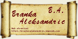 Branka Aleksandrić vizit kartica
